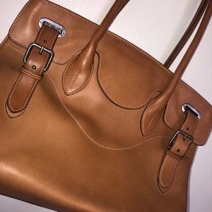 Leather tan shoulder bag by Ralph Lauren
